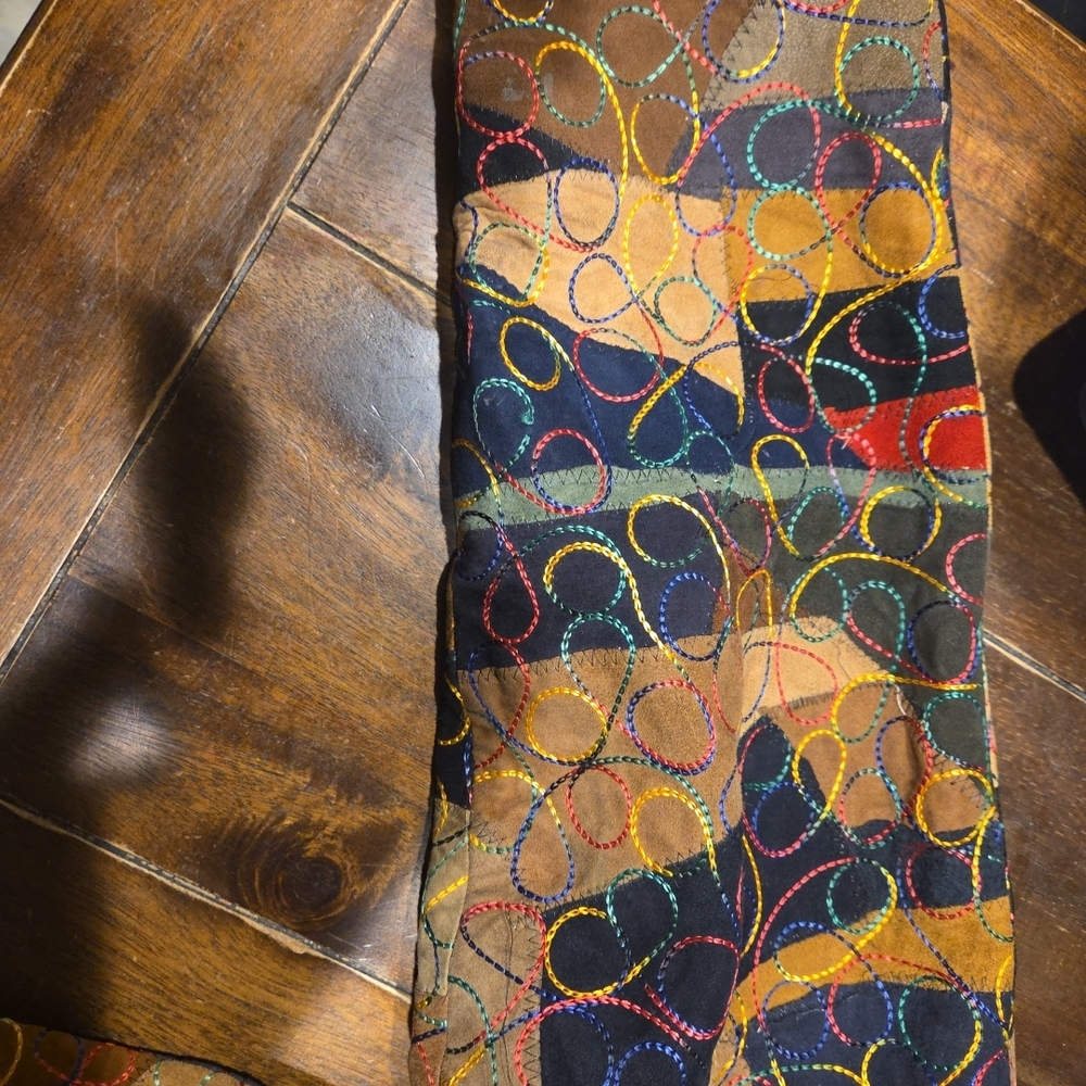 Multicolor‎ Patchwork Leather Jacket - image 7